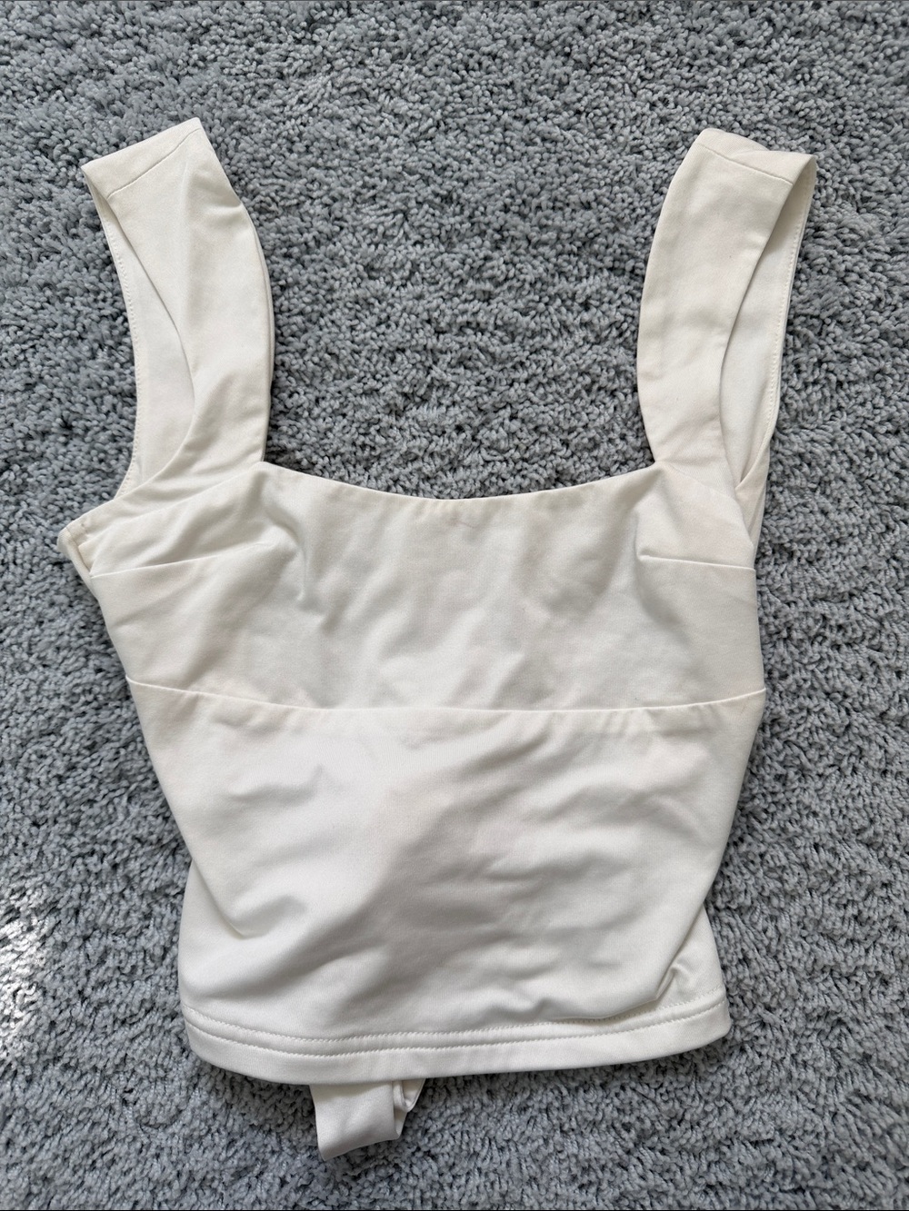 Princess Polly Square Neck Cream Crop Camisole Top